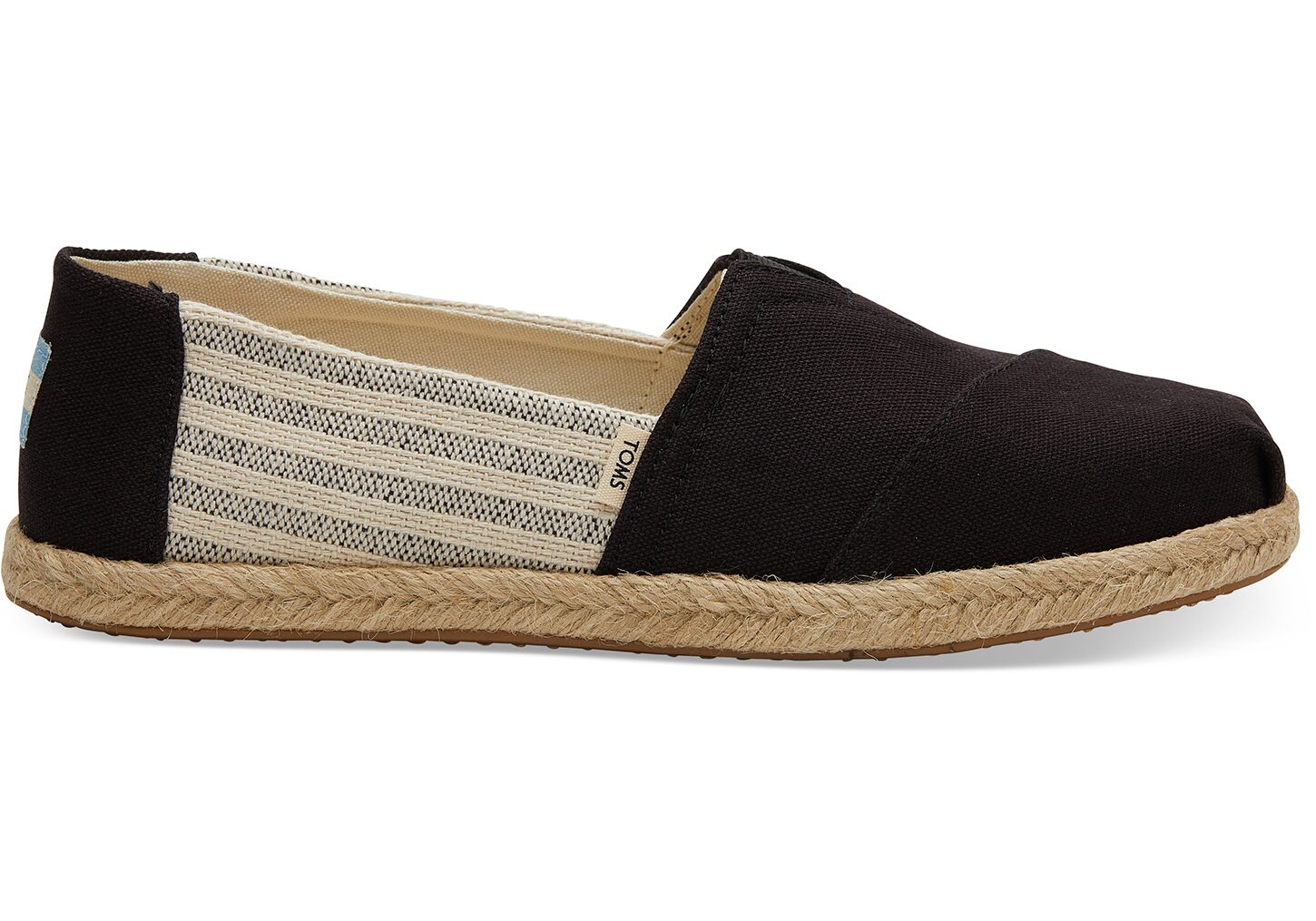 Toms Ivy League Stripes - Womens Alpargata Espadrilles - Black - NZ - 098356VWX